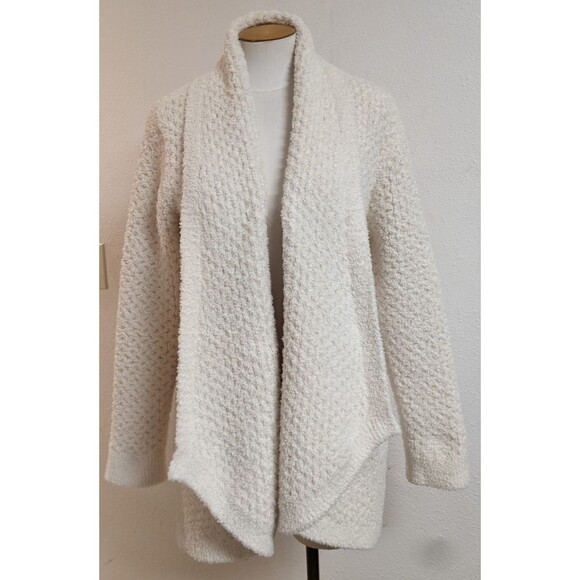 Women's Cream Color CozyChic® Honeycomb Shawl Cardigan Sweater Medium - Picture 2 of 13